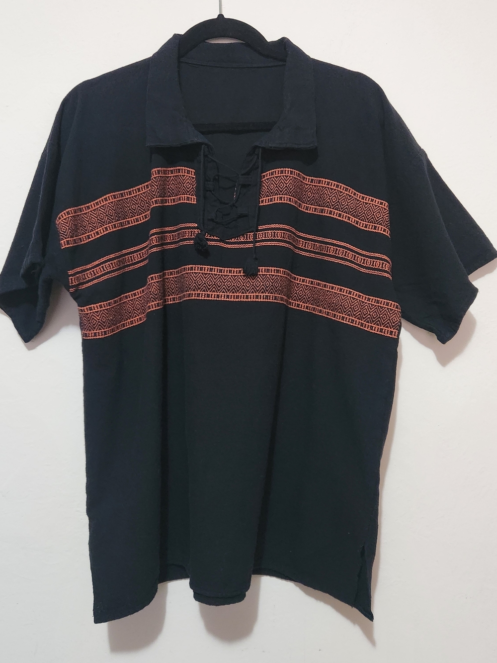 Boho-Chic Artisan Hand Crafted Mexican Shirt Eclectic Gorpcore Resort Wear Rust